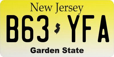 NJ license plate B63YFA