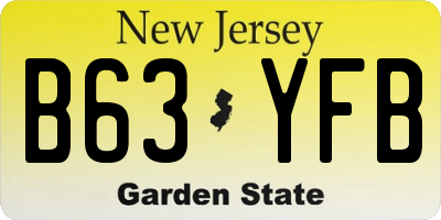 NJ license plate B63YFB