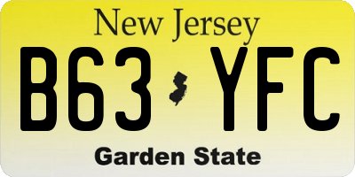 NJ license plate B63YFC