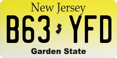NJ license plate B63YFD