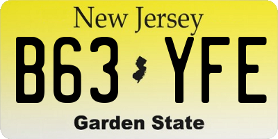 NJ license plate B63YFE