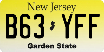 NJ license plate B63YFF
