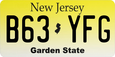 NJ license plate B63YFG