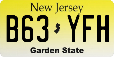 NJ license plate B63YFH