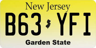 NJ license plate B63YFI
