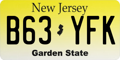 NJ license plate B63YFK
