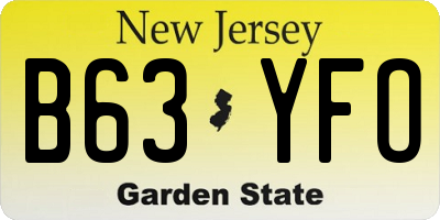 NJ license plate B63YFO