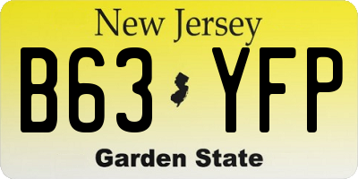 NJ license plate B63YFP