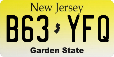 NJ license plate B63YFQ
