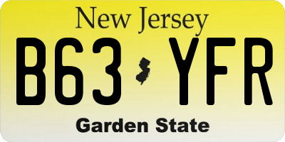 NJ license plate B63YFR