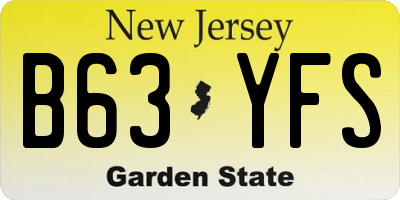 NJ license plate B63YFS