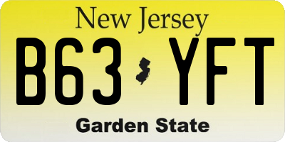 NJ license plate B63YFT