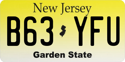 NJ license plate B63YFU