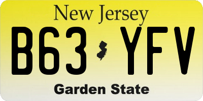 NJ license plate B63YFV