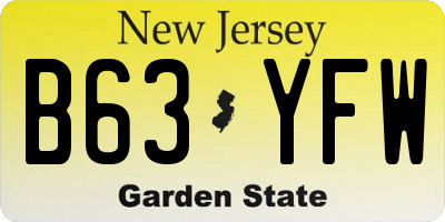NJ license plate B63YFW