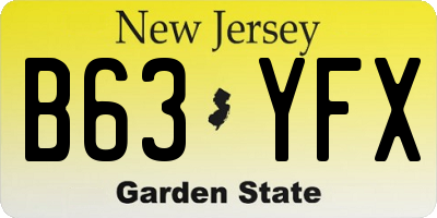 NJ license plate B63YFX