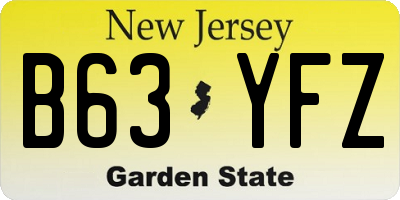 NJ license plate B63YFZ