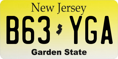 NJ license plate B63YGA