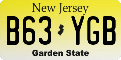 NJ license plate B63YGB