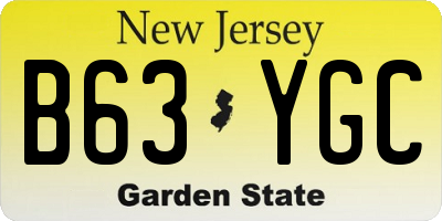 NJ license plate B63YGC