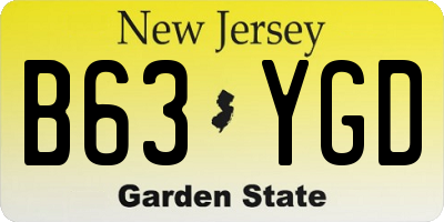 NJ license plate B63YGD