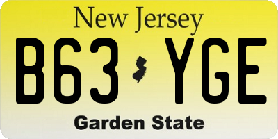 NJ license plate B63YGE