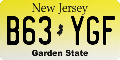 NJ license plate B63YGF