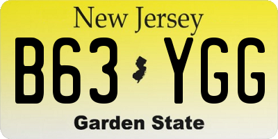 NJ license plate B63YGG
