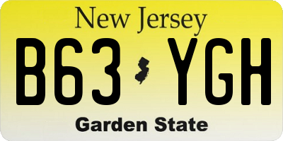 NJ license plate B63YGH