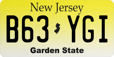 NJ license plate B63YGI