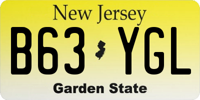 NJ license plate B63YGL