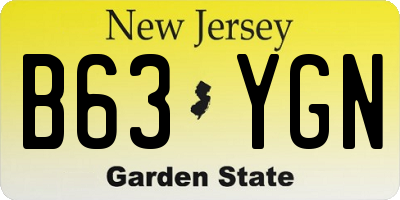 NJ license plate B63YGN