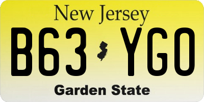 NJ license plate B63YGO