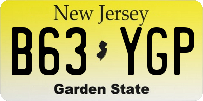 NJ license plate B63YGP