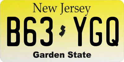 NJ license plate B63YGQ