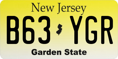 NJ license plate B63YGR