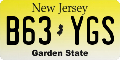 NJ license plate B63YGS
