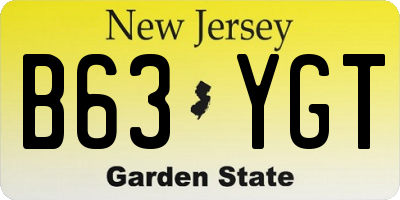 NJ license plate B63YGT
