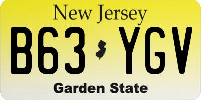 NJ license plate B63YGV