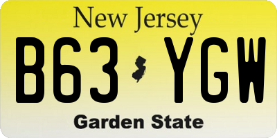 NJ license plate B63YGW