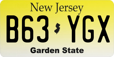 NJ license plate B63YGX