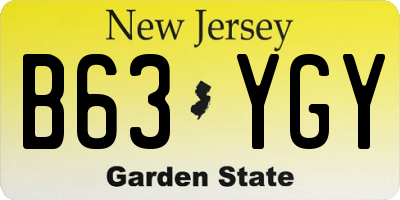 NJ license plate B63YGY