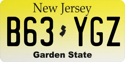 NJ license plate B63YGZ