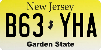 NJ license plate B63YHA