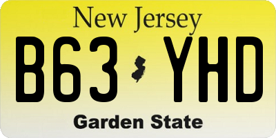 NJ license plate B63YHD
