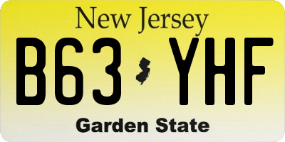 NJ license plate B63YHF