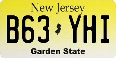 NJ license plate B63YHI