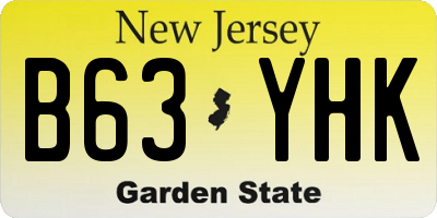 NJ license plate B63YHK