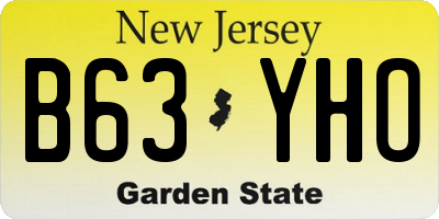 NJ license plate B63YHO