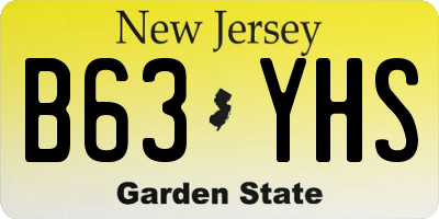 NJ license plate B63YHS